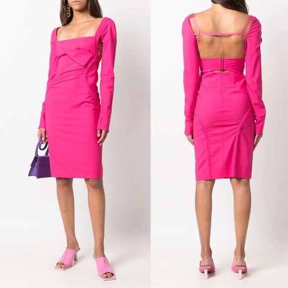 Jacquemus La Montagne Cerro Cut-Out Midi Dress 38 6 NWT - Picture 1 of 13